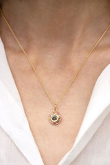 Sapphire Leaf Halo Pendant