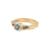 Micro Blue Sapphire Leaf Ring