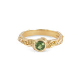 Micro Green & Yellow Sapphire Leaf Ring