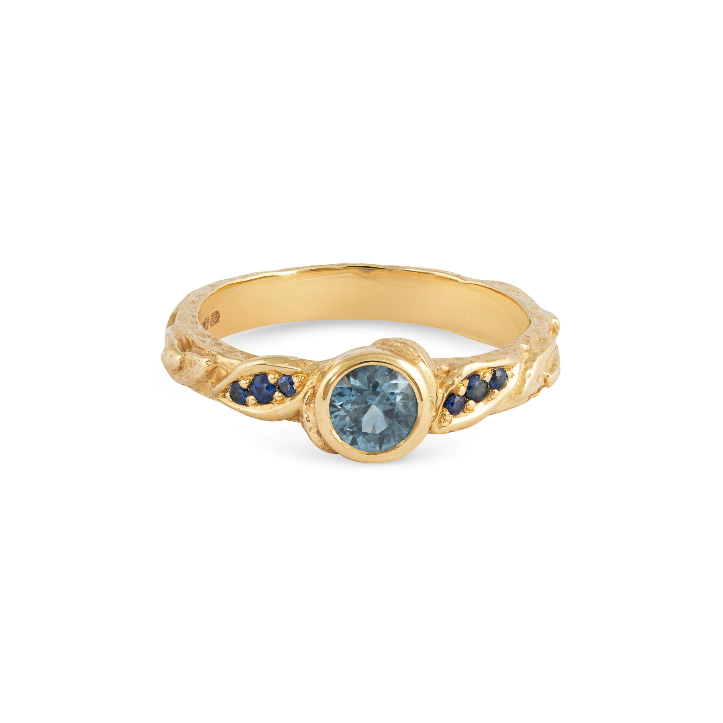 Micro Blue Sapphire Leaf Ring