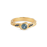 Micro Blue Sapphire Leaf Ring