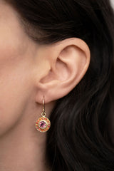 Pink Tourmaline & Orange Sapphire Saturn Rising Earrings
