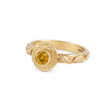 Micro Golden Halo Ring With Yellow Sapphire