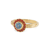 Micro Blue & Orange Sapphire Saturn Rising Ring