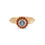 Micro Blue & Orange Sapphire Saturn Rising Ring