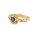 Micro Blue & Yellow Australian Sapphire Saturn Rising Ring