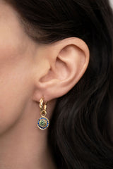 Australian Sapphire Halo Hoop Earrings