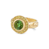 Saturn Rising Green Tourmaline & Sapphire Ring