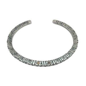 Tribal Silver Bangle With Sapphire