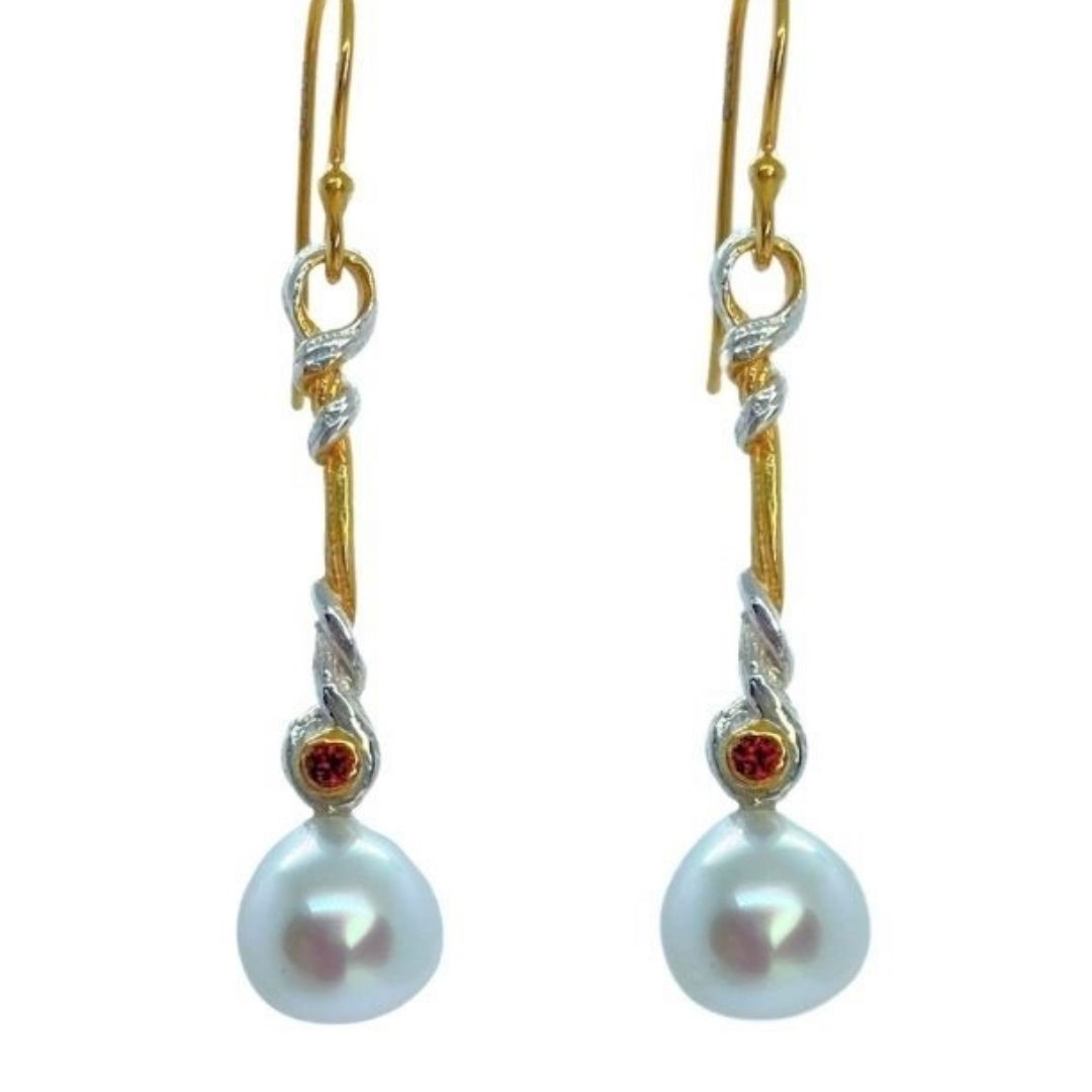 Mitsuro Ruby And South Sea Pearl Earrings